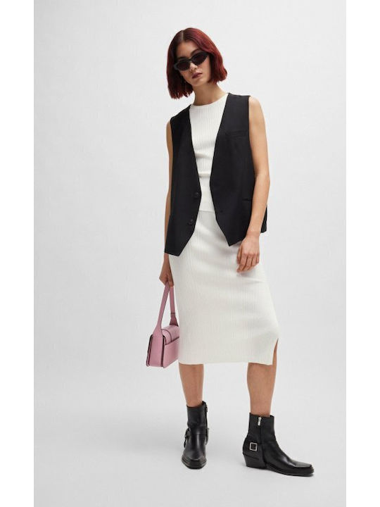 Sareplie High-waisted Midi Skirt White