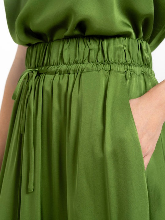 Philosophy Wear Satin Maxi Skirt in Green color