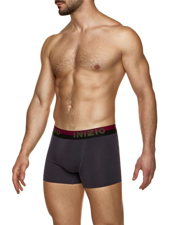 Inizio Men's Boxer Charcoal/Bordeaux