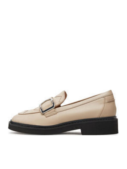 Clarks Penny Leather Women's Moccasins in Beige Color