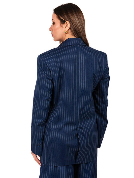 Passager Blazer pentru femei Sacou Blue Striped