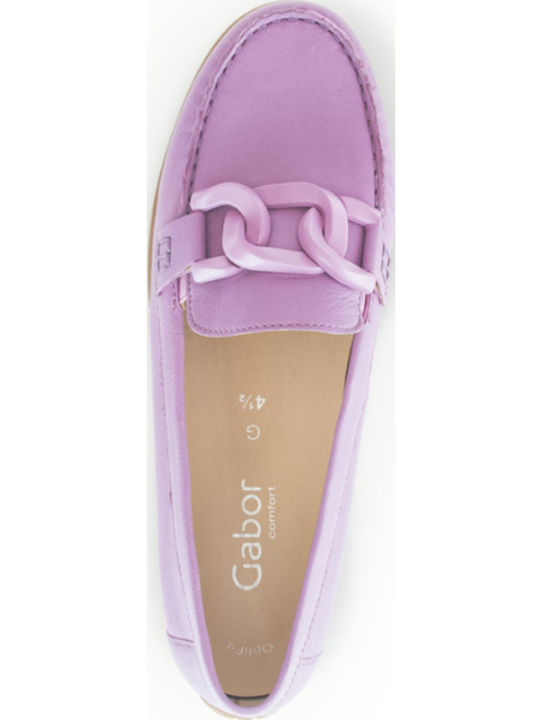 Leather Women's Loafers in Purple Color