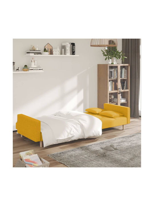 Canapea Cu Două Locuri Pat Galben Cu Perne Decorative 220x100x69cm
