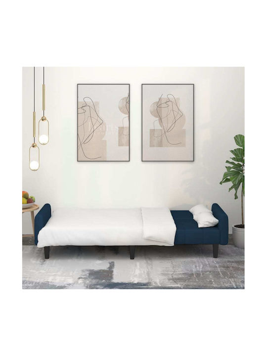Two-Seater Couch Bed Velvet Blue 220x100x69 cm
