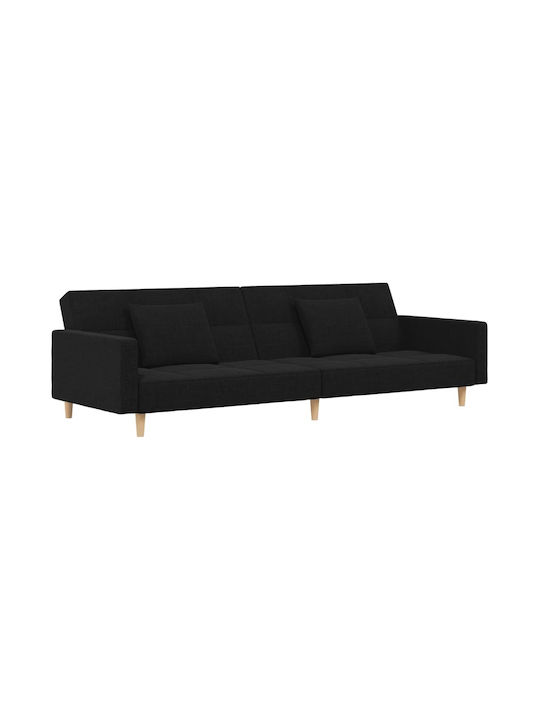 Διθέσιος Καναπές Κρεβάτι Μαύρος με Διακοσμητικά Μαξιλάρια 220x100x69εκ.