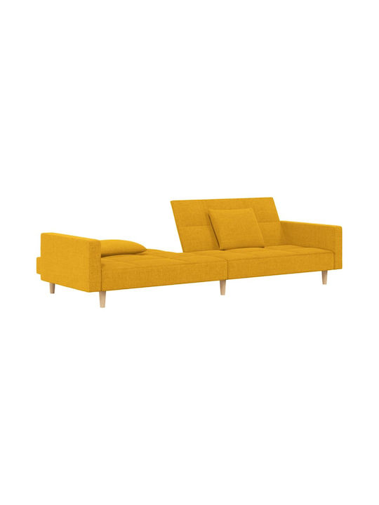 Canapea Cu Două Locuri Pat Galben Cu Perne Decorative 220x100x69cm