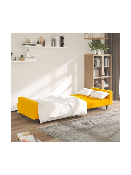 vidaXL Doppelsitzer Sofa Bett Samt Gelb 220x100x69cm