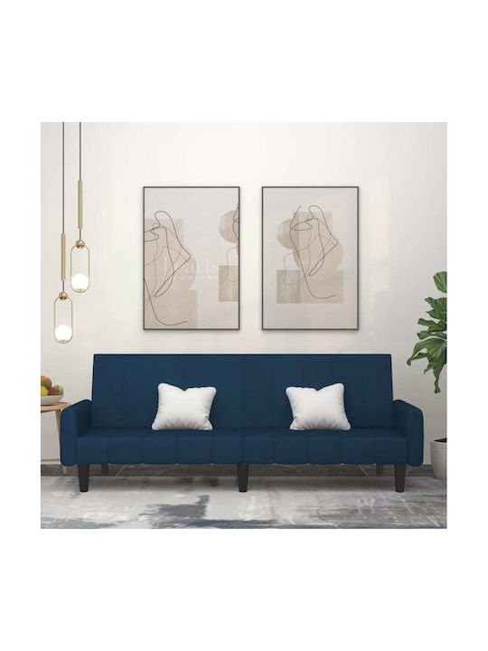 Two-Seater Couch Bed Velvet Blue 220x100x69 cm