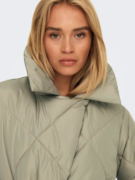 Sussi Women's Long Puffer Jacket for Winter Desert Sage