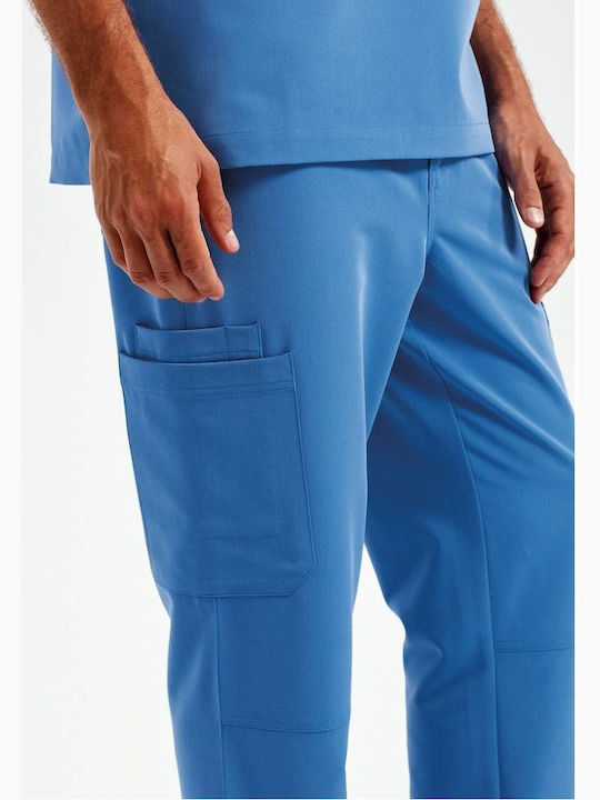 Premier Men's Trousers Cargo Elastic in Straight Line Blue