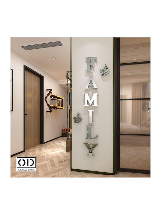 Self-adhesive Mirror For Interior Decor And Design, Family Model, Premium Acrylic Pvc, Set Of 6 Letters, Original Deals
