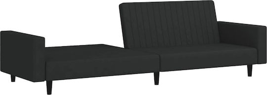 Триместен Диван Спалня Кадифе Черно 220x100x69см.