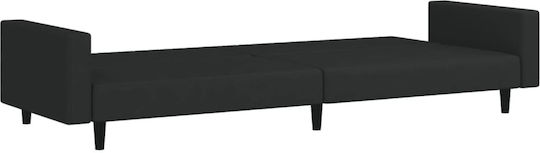 Триместен Диван Спалня Кадифе Черно 220x100x69см.