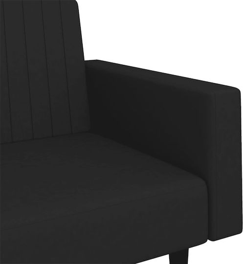 Триместен Диван Спалня Кадифе Черно 220x100x69см.