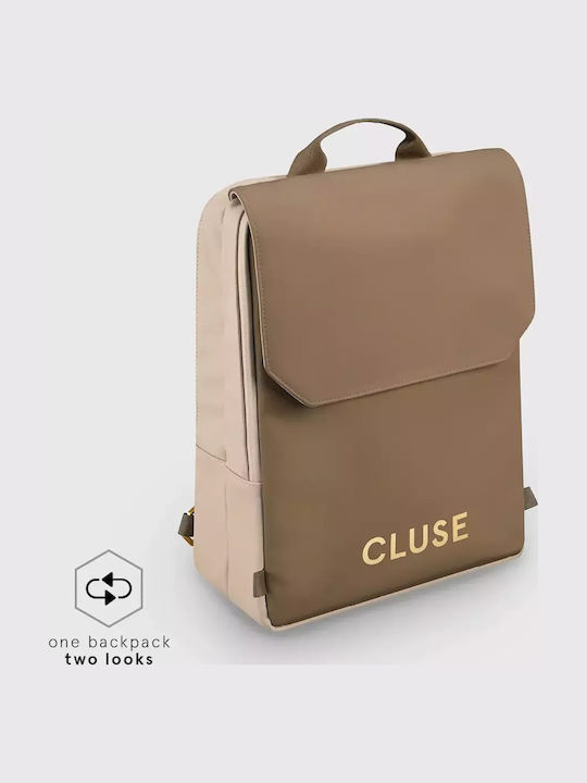 Cluse Le Réversible Backpack, Beige Dark Brown, Gold Colour