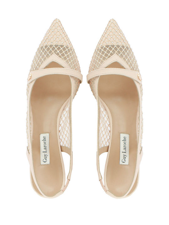 Leather Beige Medium Heels