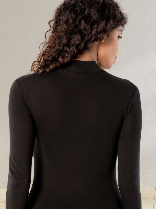 Long Sleeve Turtleneck Bodysuit Black