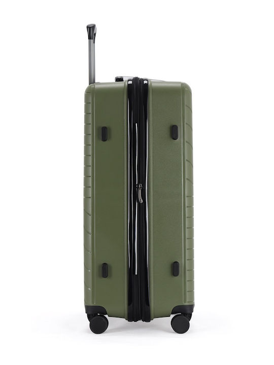 Lavor Large Hard Green Travel Suitcase with 4 Wheels Height 75cm