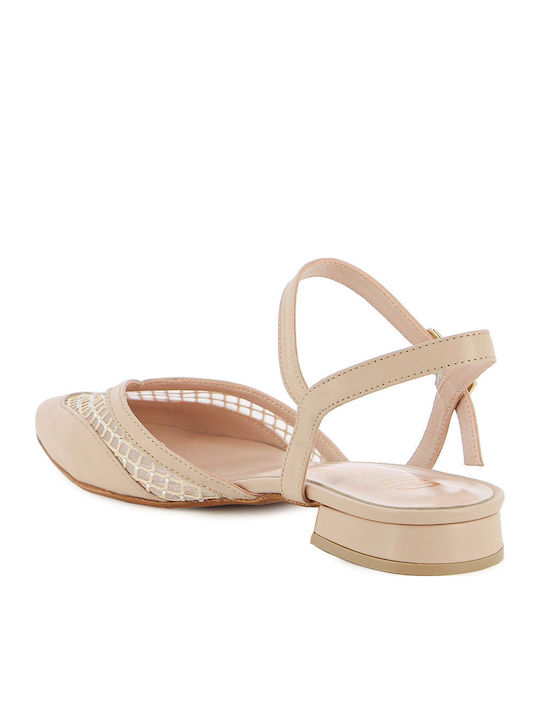 Lederne Damen Ballerinas in Beige Farbe