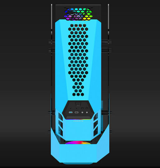 Aqirys Procyon Gaming Midi Tower Κουτί Υπολογιστή με Πλαϊνό Παράθυρο και RGB Φωτισμό Μπλε