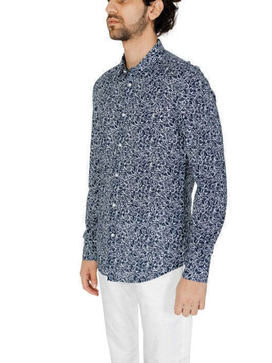 Antony Morato Men's Shirt Long Sleeve Cotton Blue