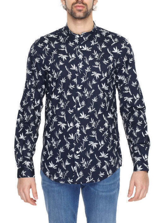 Antony Morato Men's Shirt Long Sleeve Cotton Floral Blue