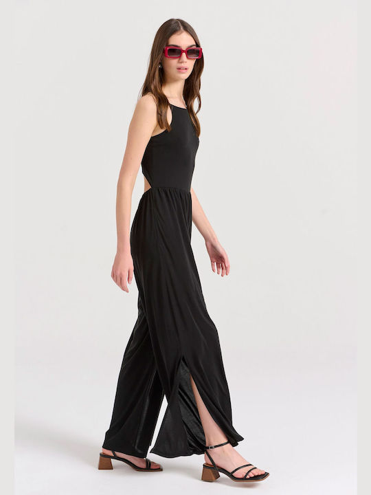 Wide Leg Fit Jumpsuit With Side Openings