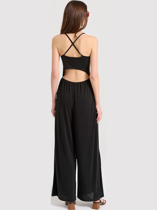 Wide Leg Fit Ολόσωμη Φόρμα Με Πλαϊνά Ανοίγματα