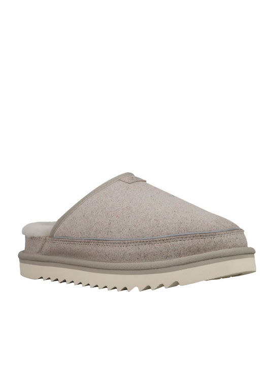Scuff Cali Wave Din Piele Papuci de Damă de Iarnă Gri