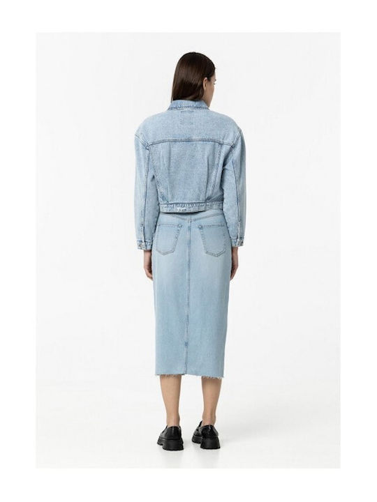 Tiffosi Denim Midi Rock in Blau Farbe