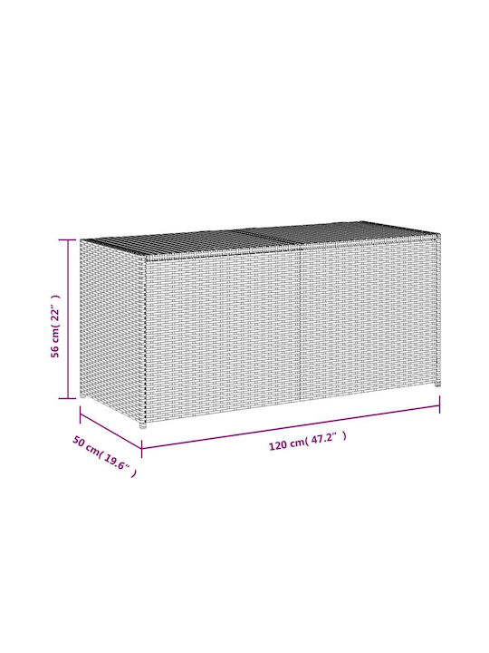 vidaXL Μπαούλο Αποθήκευσης Εξωτερικού Χώρου Rattan 283lt Μαύρο Μ120xΠ50xΥ56εκ.