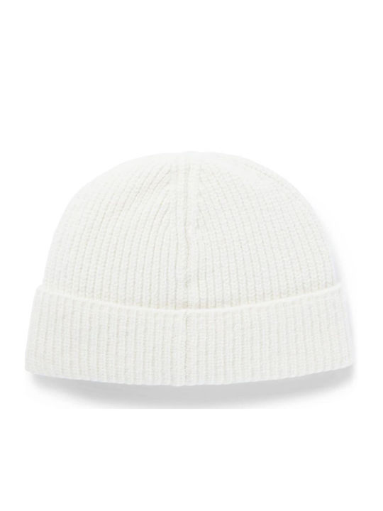Beanie Unisex Σκούφος Πλεκτός σε Λευκό χρώμα