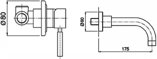 Interflex Built-in Faucet Mixer for for Bathroom Sink Silver