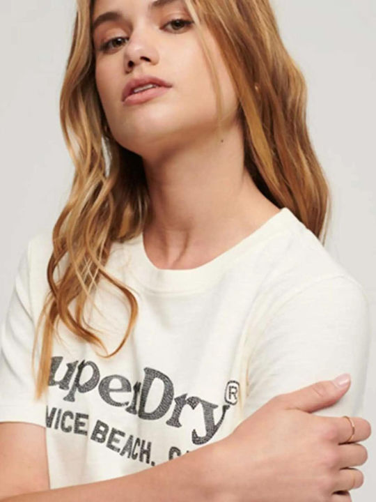 Superdry D1 Ovin Metallic Venue Damen T-Shirt White