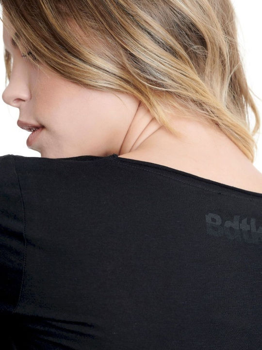BodyTalk Damen Sport T-Shirt mit V-Ausschnitt Schwarz