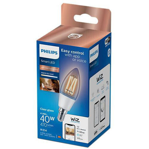 Philips Smart Lampe LED 40W für Fassung E14 und Form C35 Einstellbar Weiß 470lm