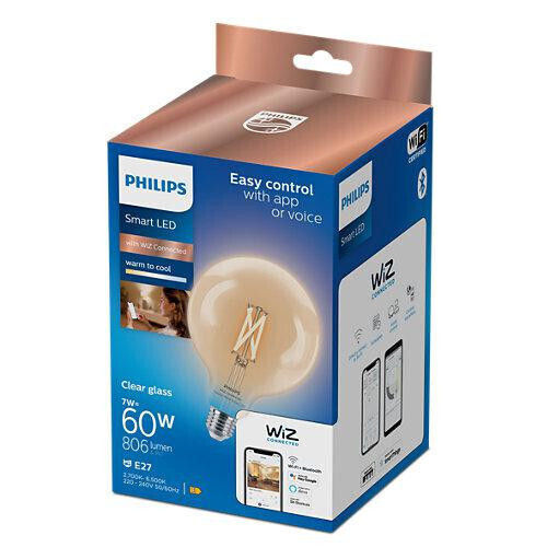 Philips Смарт крушка LED 7W за фасунга E27 и форма G125 Регулируем бял цвят 806лм