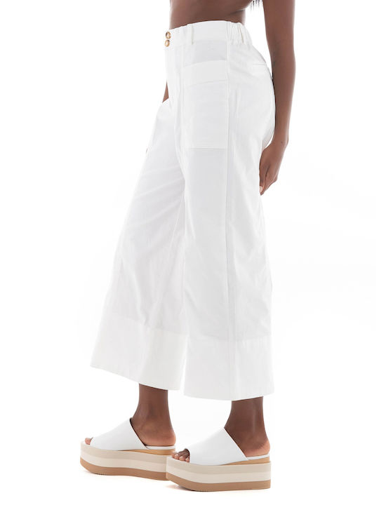 Only Women's High-waisted Cotton Trousers White