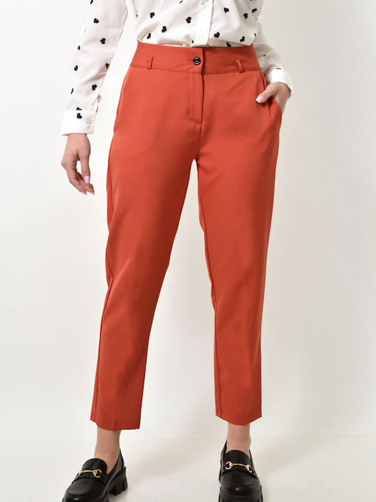 Potre Women's Cotton Trousers in Slim Fit Tile