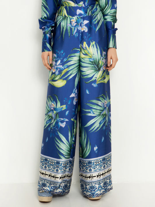 Toi&Moi Women's Satin Trousers Floral