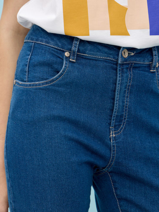 Ψηλόμεσο Γυναικείο Jean Παντελόνι Μπλε Denim