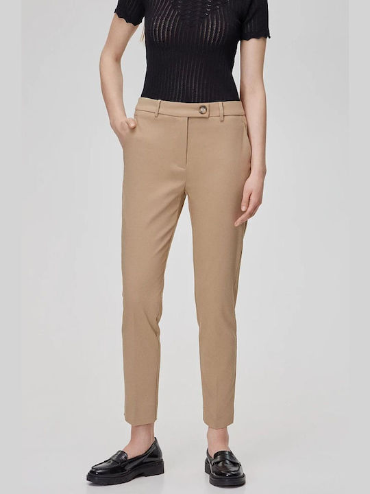 BSB Women's Fabric Trousers in Regular Fit Beige