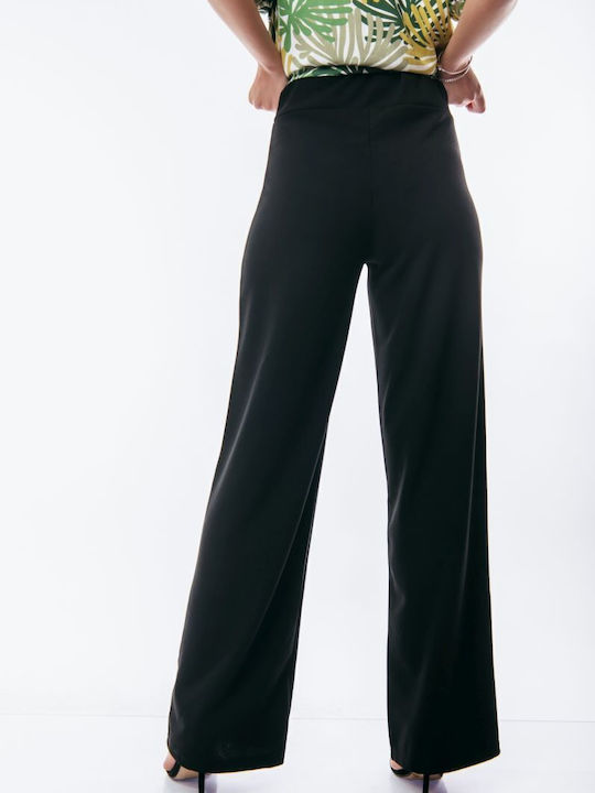 Boutique Damen Hochtailliert Stoff Palazzo-Hose Black