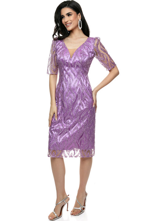 Summer Midi Dress for Wedding / Baptism Purple
