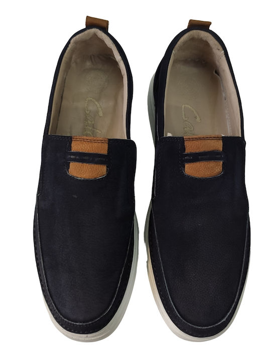 Men's Leather Slip-Ons Blue