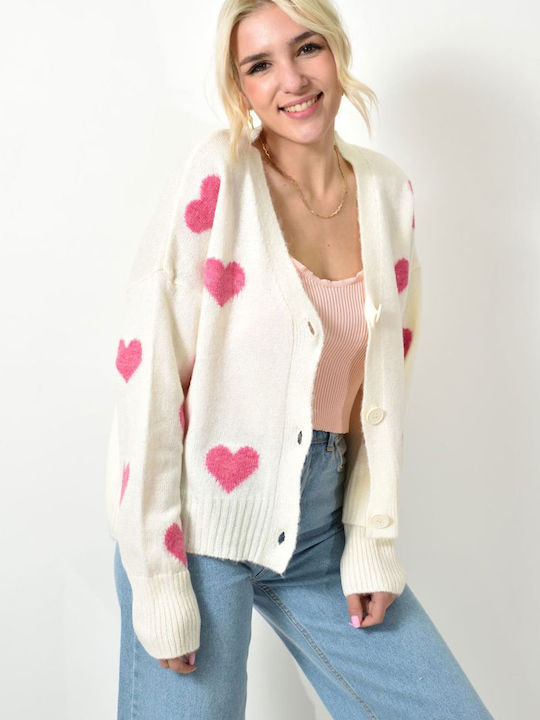 Potre Women's Knitted Cardigan with Buttons Pink