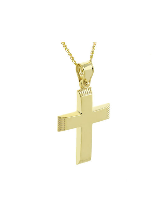 Ioannou24 Herren Gold Kreuz 14K mit Kette