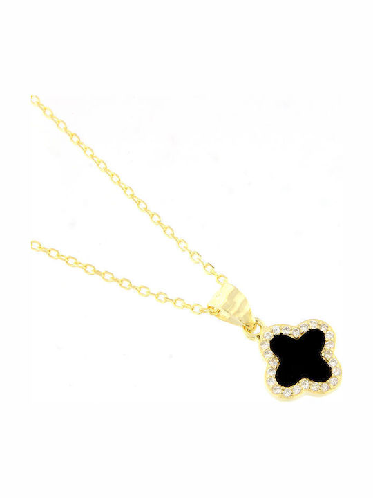 Silver Gold Plated Cross with chain 925 with black onyx and white zirconia.