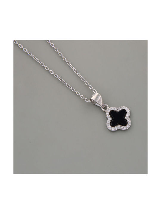 Women's silver cross with chain 925 with black onyx and white cubic zirconia.