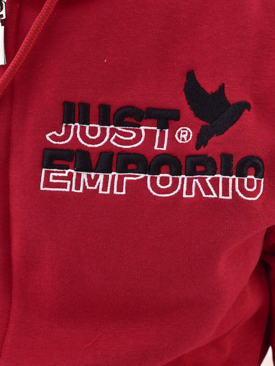 Just Emporio Herren Sweatshirt Jacke mit Kapuze und Taschen RED